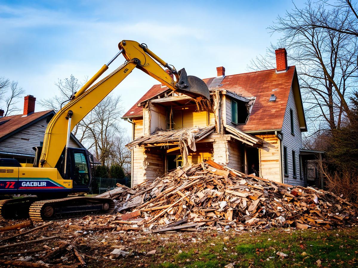 House demolition in progress