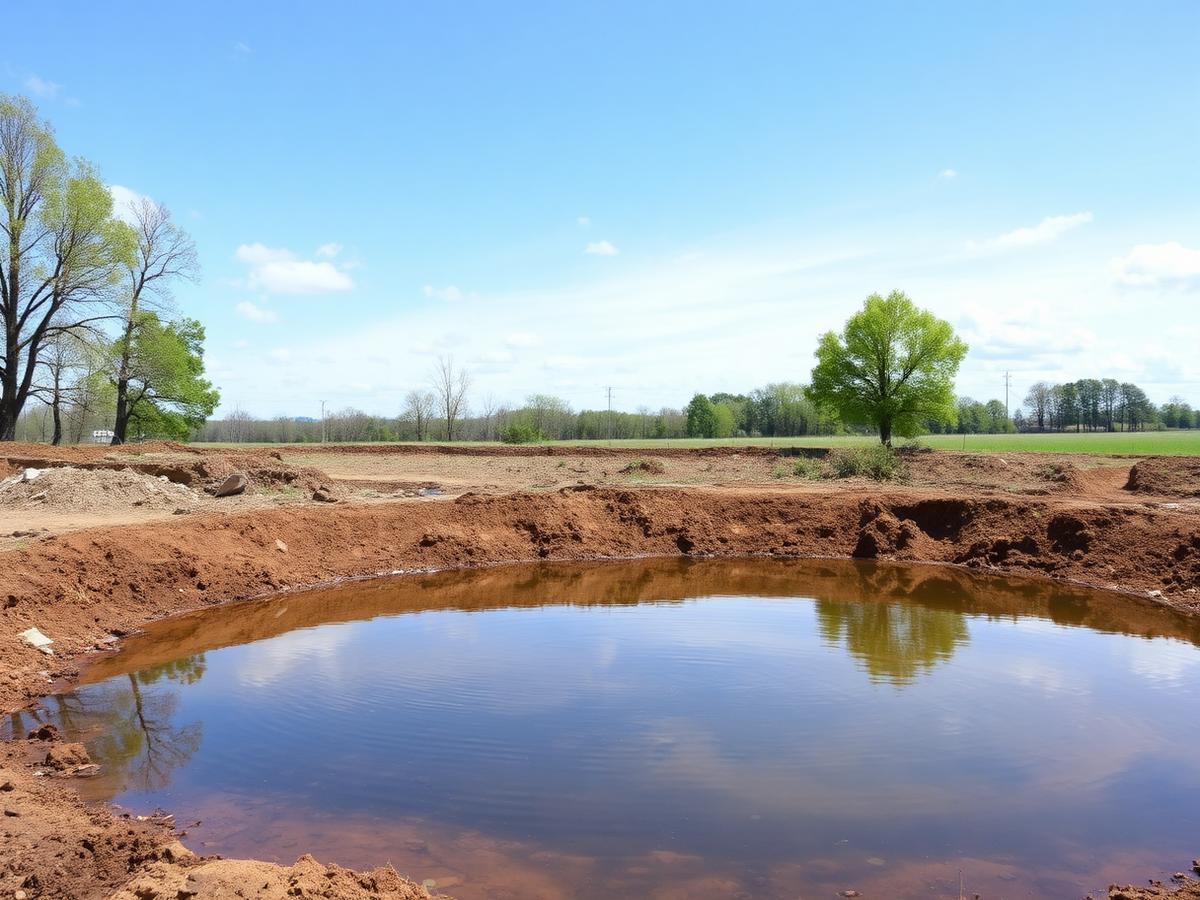 Freshly excavated pond